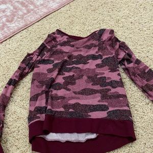 Justice camo long sleeve with shoulder cutout
